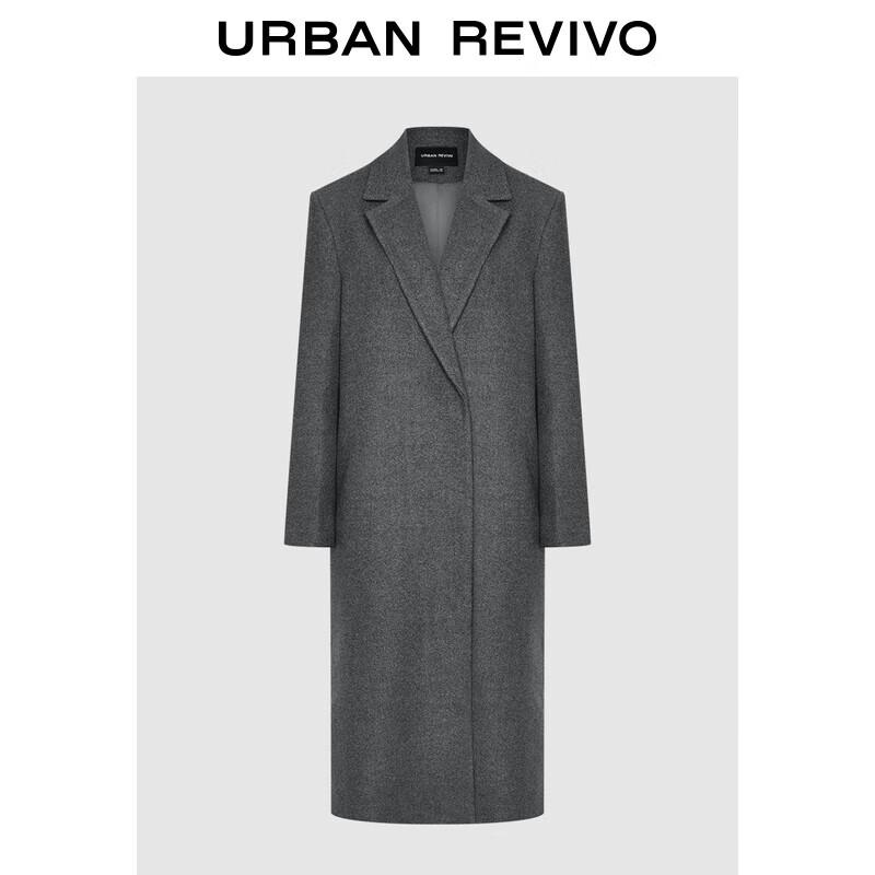 

UR 2025 Осеннее женское современное городское серое длинное пальто L