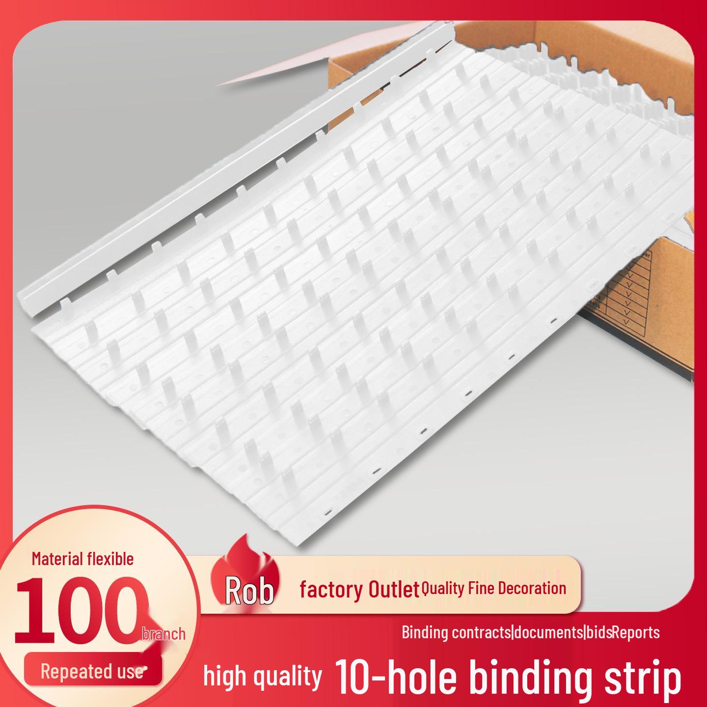 5mm White Binding Strips, 100-Pack, 10-Hole Edge, A4 Punching Strip Consumables 5mm [Holds approx. 45 sheets of copy paper]