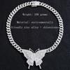 European American Hip Hop Cuban Chain Butterfly Necklace with Diamonds - Women's Trendy Style