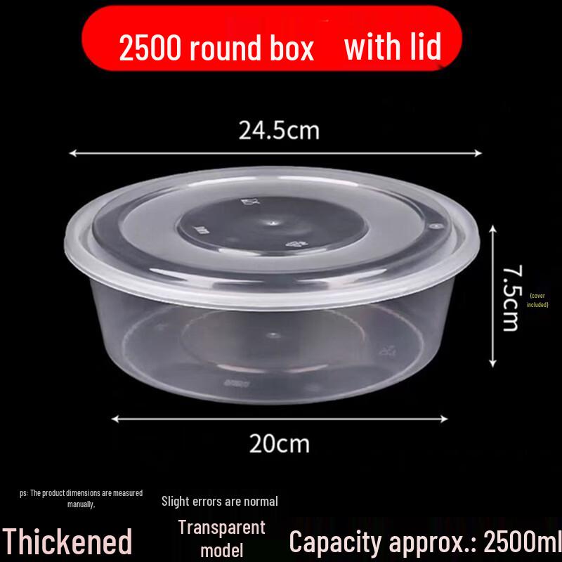 Yipan Disposable Round Plastic Food Containers with Lids