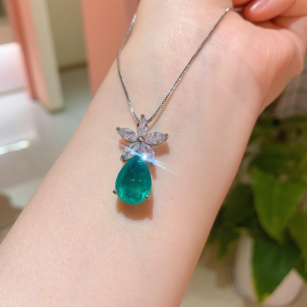 Huamei Jewelry Set Ruby Pendant Pigeon Blood Earrings Paraiba Necklace Emerald