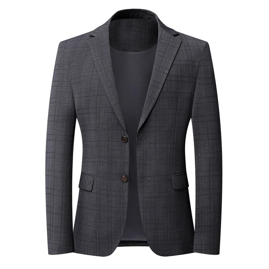 Herren Slim Fit bügelfreier karierter Blazer im koreanischen Stil - Business Casual Frühlingsjacke