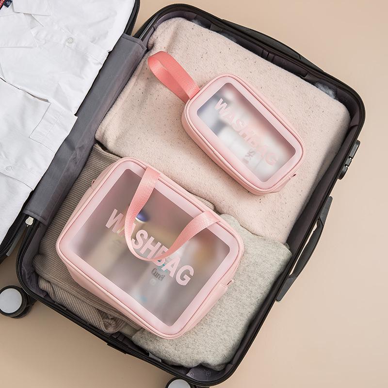 Large Capacity Frosted Transparent PVC Travel Wash Bag - Waterproof Makeup Bag