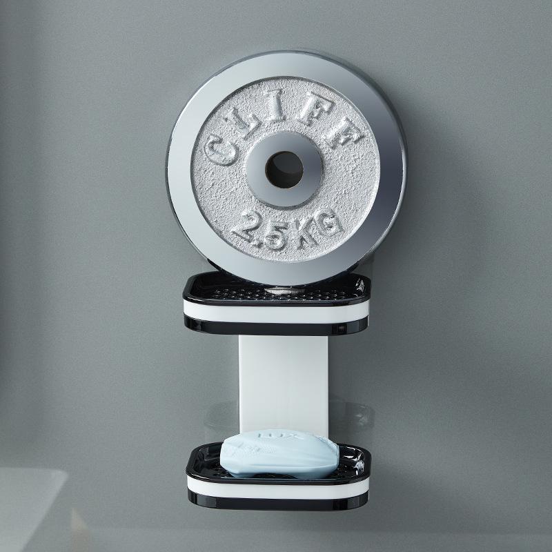 Premium Wall-Mounted Traceless Drainage Double-Layer Soap Rack