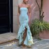 Women's Spring and Autumn Sleeveless Chest Wrap Irregular Dress Waist Wrap Hip Long Dress