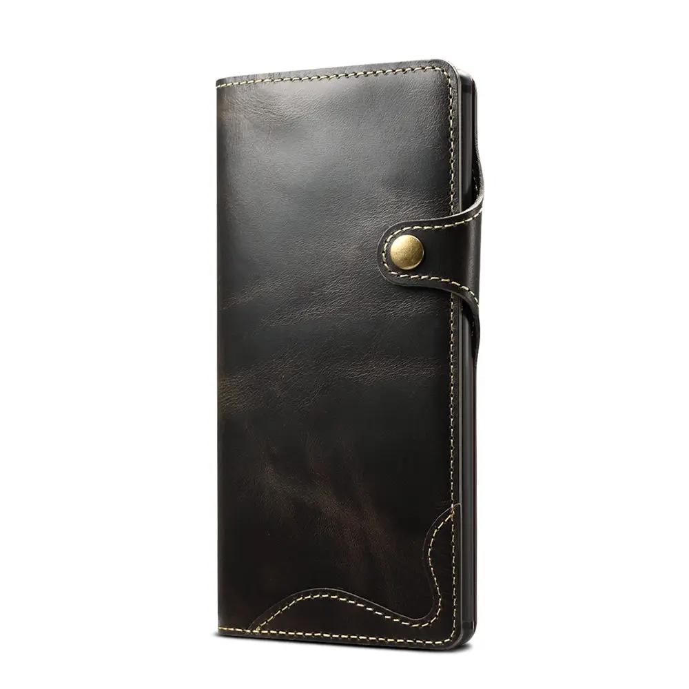 Echte Leder Flip Hülle für IPhone 18 17 16 15 14 Pro Max Luxus Hülle Retro Geldbörse Buch Hülle IPhone16 Plus IPhone17 Air