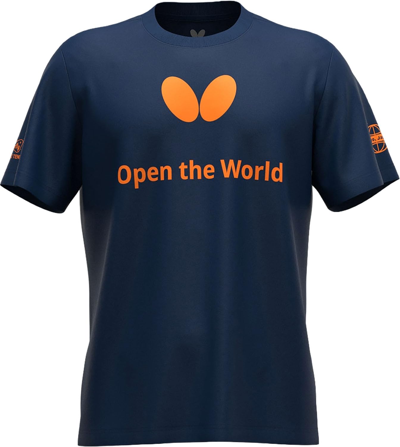 Butterfly Men's Table Tennis Lunaseam Size 47810 Short-Sleeve T-Shirt, T-Shirt, Moisture-Wicking, Quick-Drying, Stretchable, Unisex, Navy, L,