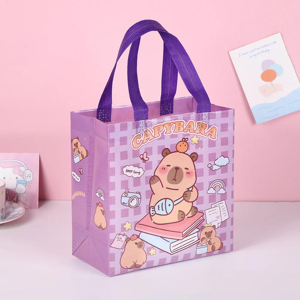 1-48PCS Cute Capybara Candy Gift Bag New Cute and Cute Kapibala Cartoon Gift Packaging Non Woven Waterproof Gift Tote Bag