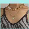 Stylish Layered Heart Shaped Necklace For Women With Unique Pearl Accents And Fashionable Design
