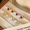 S925 Sterling Silver Love Heart Diamond Ear Cuffs - Minimalist Peach Heart Design Earrings