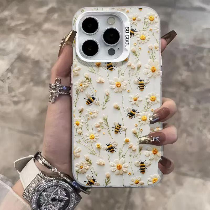 Honeybee Floral iPhone Case for 13, 14, 15 Pro Max, 16 Pro, and 17 iPhone 13 Pro