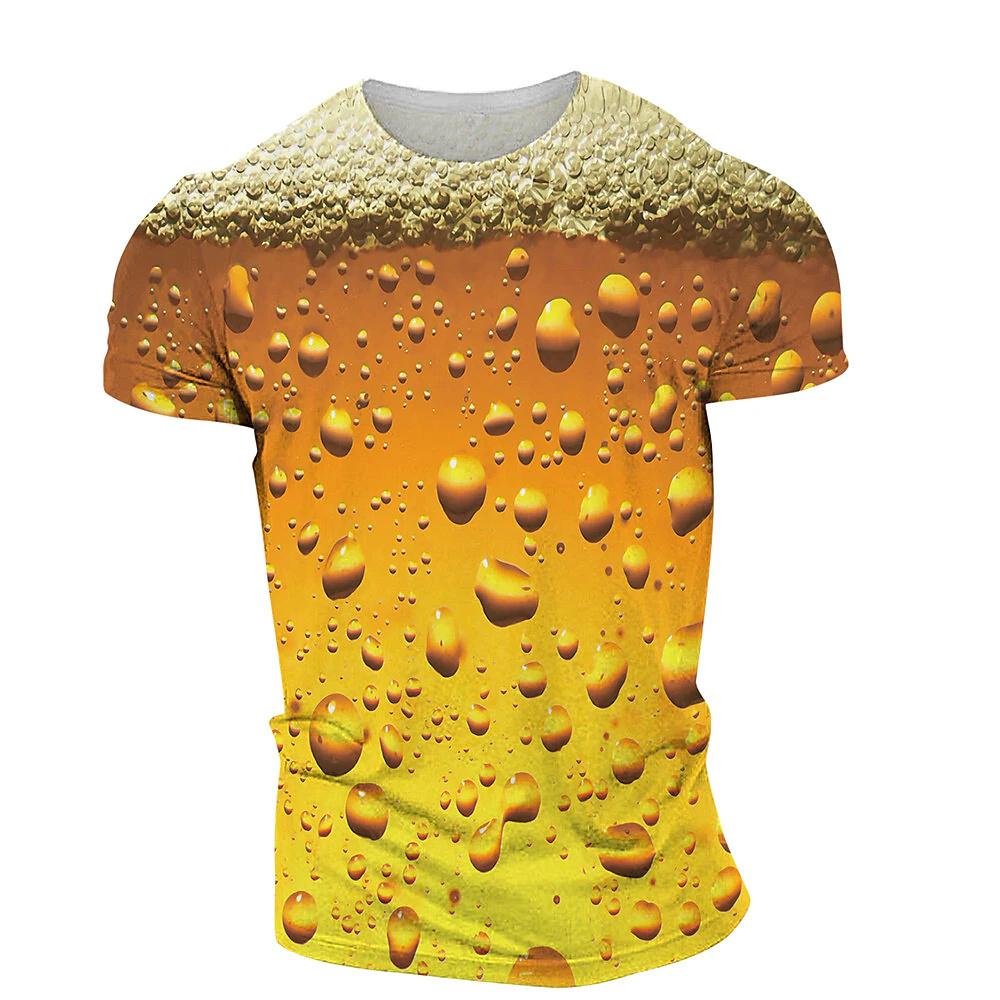 Pánské tričko 2023 3D potištěné pivní tričko pro muže Vtipné pánské tričko Ležérní letní streetwear Unisex tričko Top Pánské oblečení