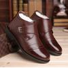 Winter Men's Cotton Boots Thick heeled non slip leather Footwear Round toe plush snow boot Casual fashion male shoes Botas