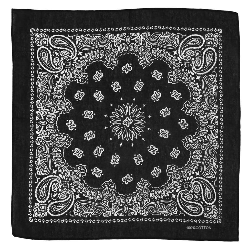 kakatrend bandana paisley 100% cotton black adult stylish handkerchief cotton bandanna unisex durag large size men black 55cm x 55cm