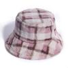 Faux Fur Winter Bucket Hat for Women Fashion Retro Lattice Soft Warm Fishing Cap Outdoor Foldable Hat Fisherman Hat
