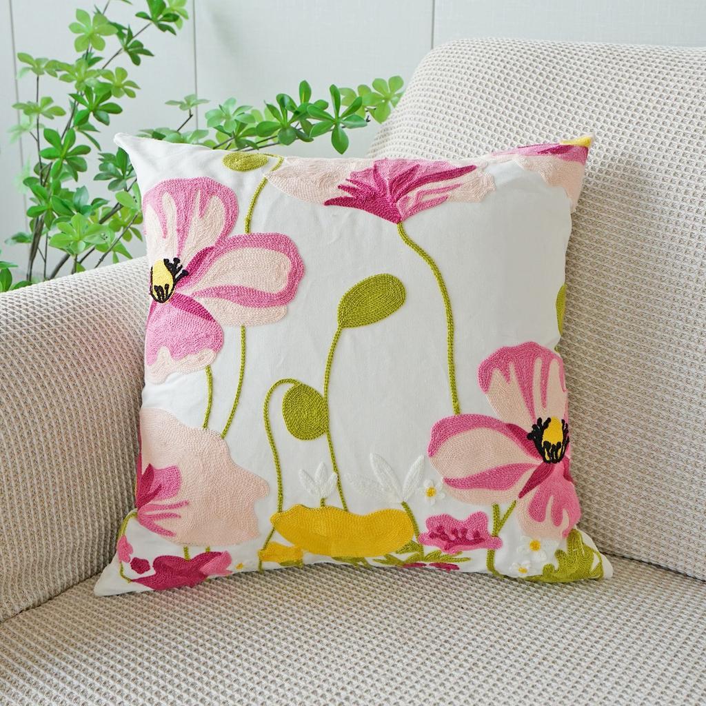 45x45cm Pastoral Flower Embroidered Pillowcase Plant Towel Embroidery Throw Pillow Cushion Cover Decoration Home Sofa Cojines