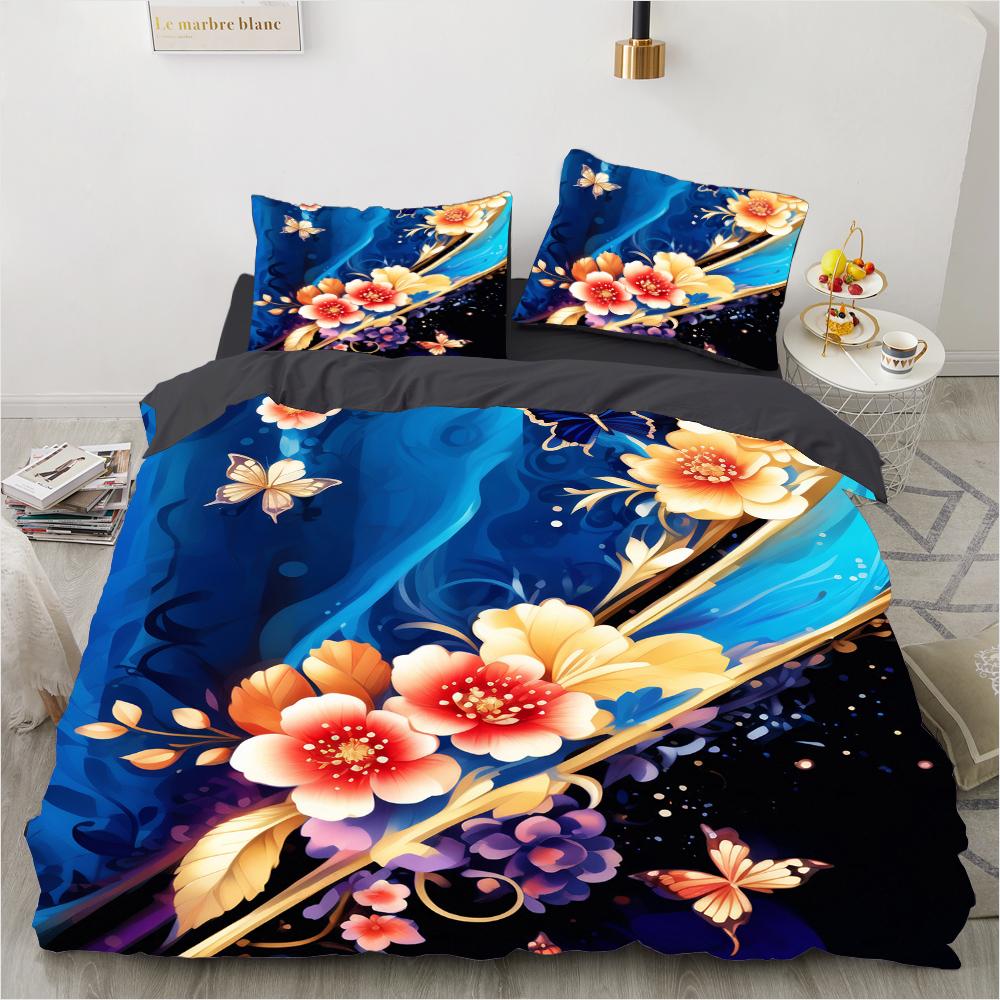 Luxury Flower Bedding Set Famous Anime Duvet Cover Sets Comforter Bed Linen Twin Queen King Single Size Dropshipping Gift