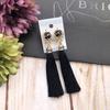 Retro flower gemstone with diamond fringed stud earrings long celebrity temperament earrings women's versatile earrings