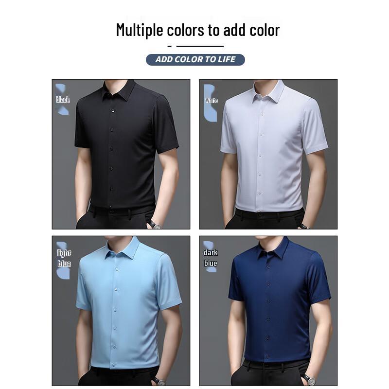 ROMON Men's Short-Sleeve Business Casual Shirt