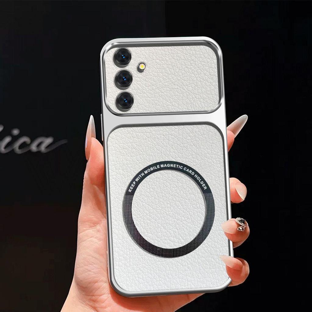 Upgraded Big Lens Protection Case for Samsung Galaxy S26,S25 Edge Luxury Leather Casing with Magnetic Ring