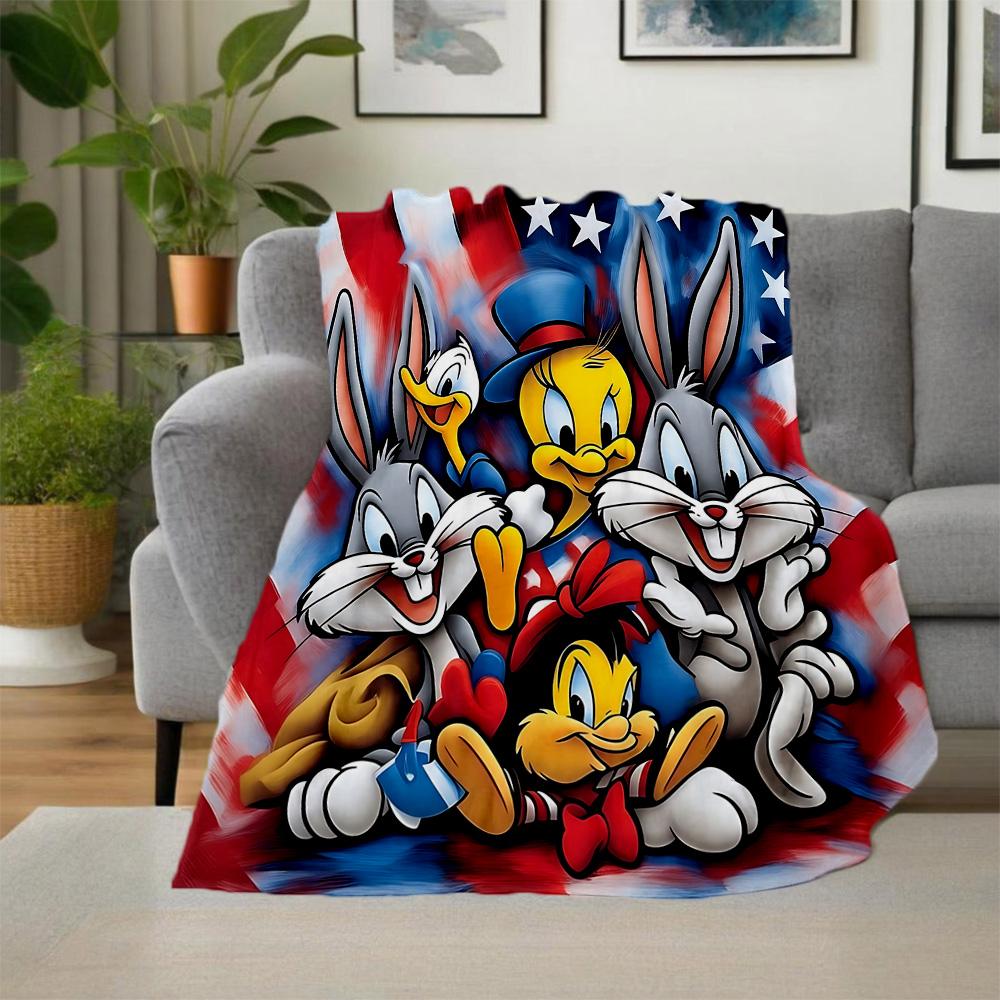 1pc American Looney Tunes Outdoor Blanket, Soft And Comfortable Blanket, Casual Warm, Camping Travel Blanket, Birthday Gift. M71404