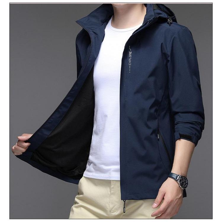 Jacket men's spring and autumn thin Korean style trendy men's casual jacket men's hooded business solid color jacket top