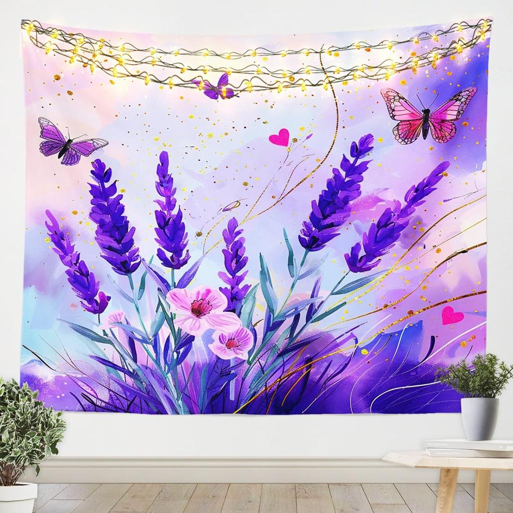 Snake Tapestry Purple Flower Leaves Wall Hanging for Kids Boy Girl Room Decor, Exotic Exotic Boho Moon Wall Blanket Tapestries