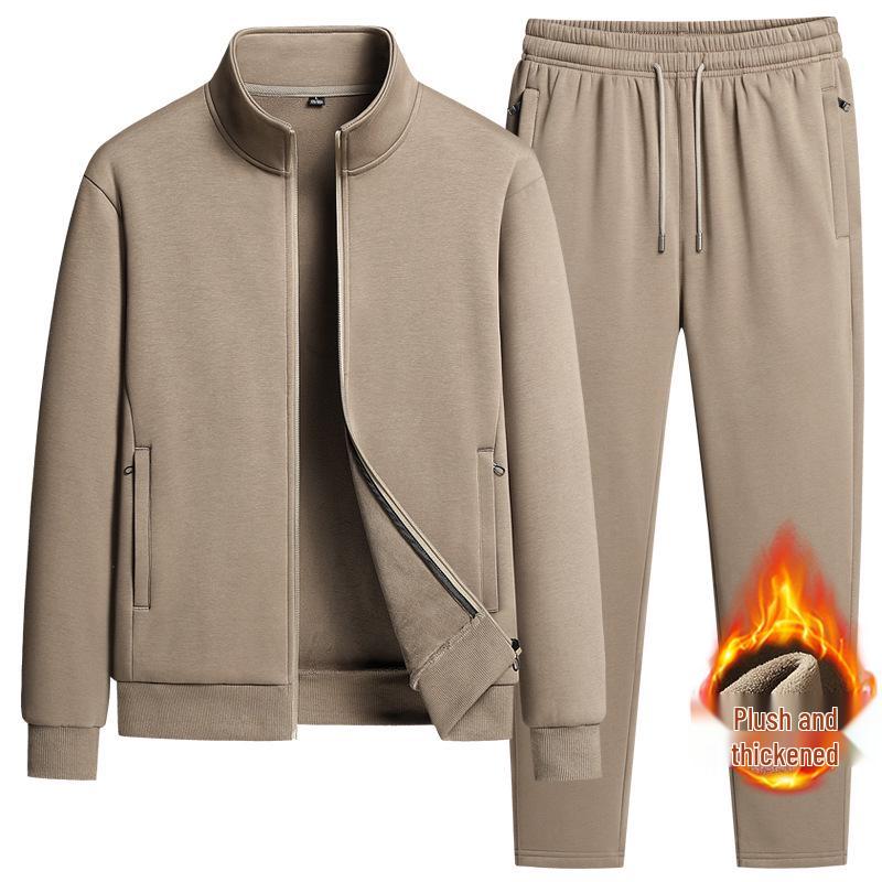 Tuta sportiva da uomo in pile stile coreano con maniche lunghe e pantaloni slim in cotone