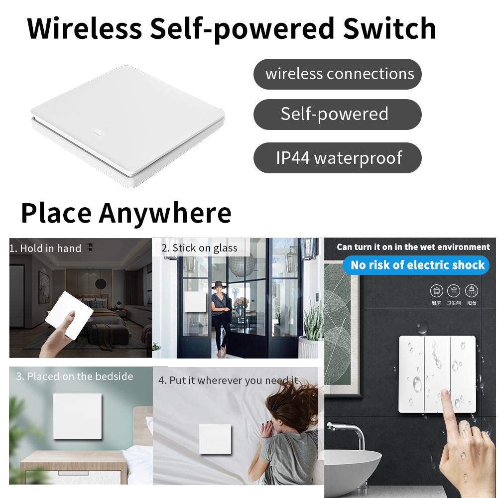 For Tuya Wifi RF 433 MHz Wireless Remote Control Switch Module Self Powered No Battery Needed Alexa Compatible Wall Switch 16A M
