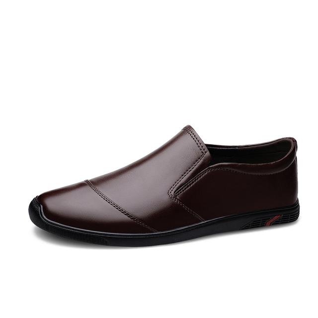 Summer Men 'S Genuine Leather Shoes Casual Slip On Soft Anti -Slip Rubber Loafers Shoes Men Business Office Driving Shoes Man