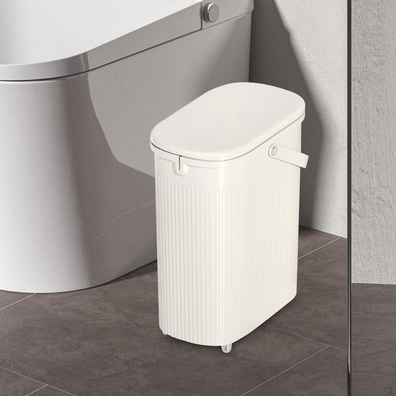 Pattumiera Sottile Da 6 Litri Con Coperchio A Pressione – Acciaio E Plastica, Doppio Strato – 26,8x16,7x32 Cm – Per Bagno, Ufficio, Camera, Cucina