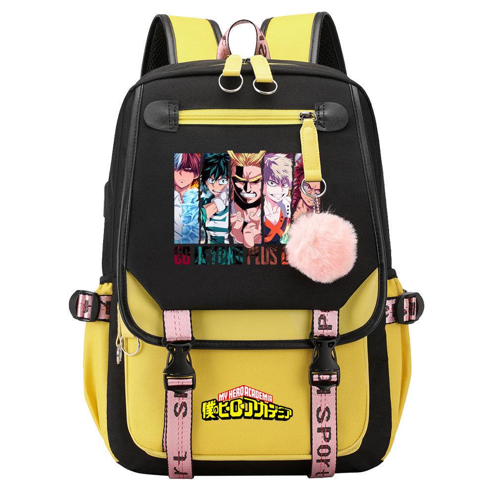 Day Man My Hero Academy USB Teen Student School Bag Men's and Women's Casual Webbing Flip Backpack