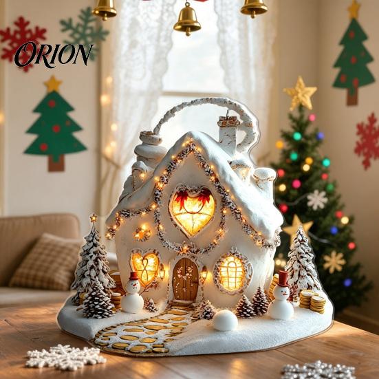 Durable Acrylic Christmas Ornaments Winter Ornaments, Double-sided Snowman/Santa Claus/Reindeer/Cottage Table Holiday Snowman Tabletop Figurines