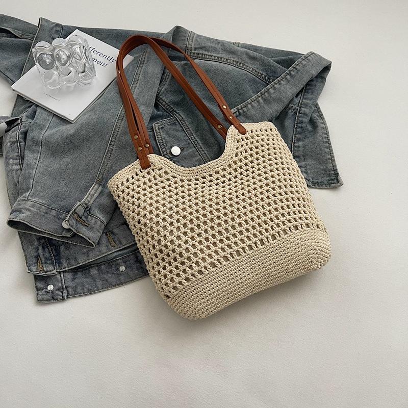 

Сумка большой вместимости женская 2025 новая универсальная на плечо для морского отдыха пляжная сумка плетеная сумка-тоут