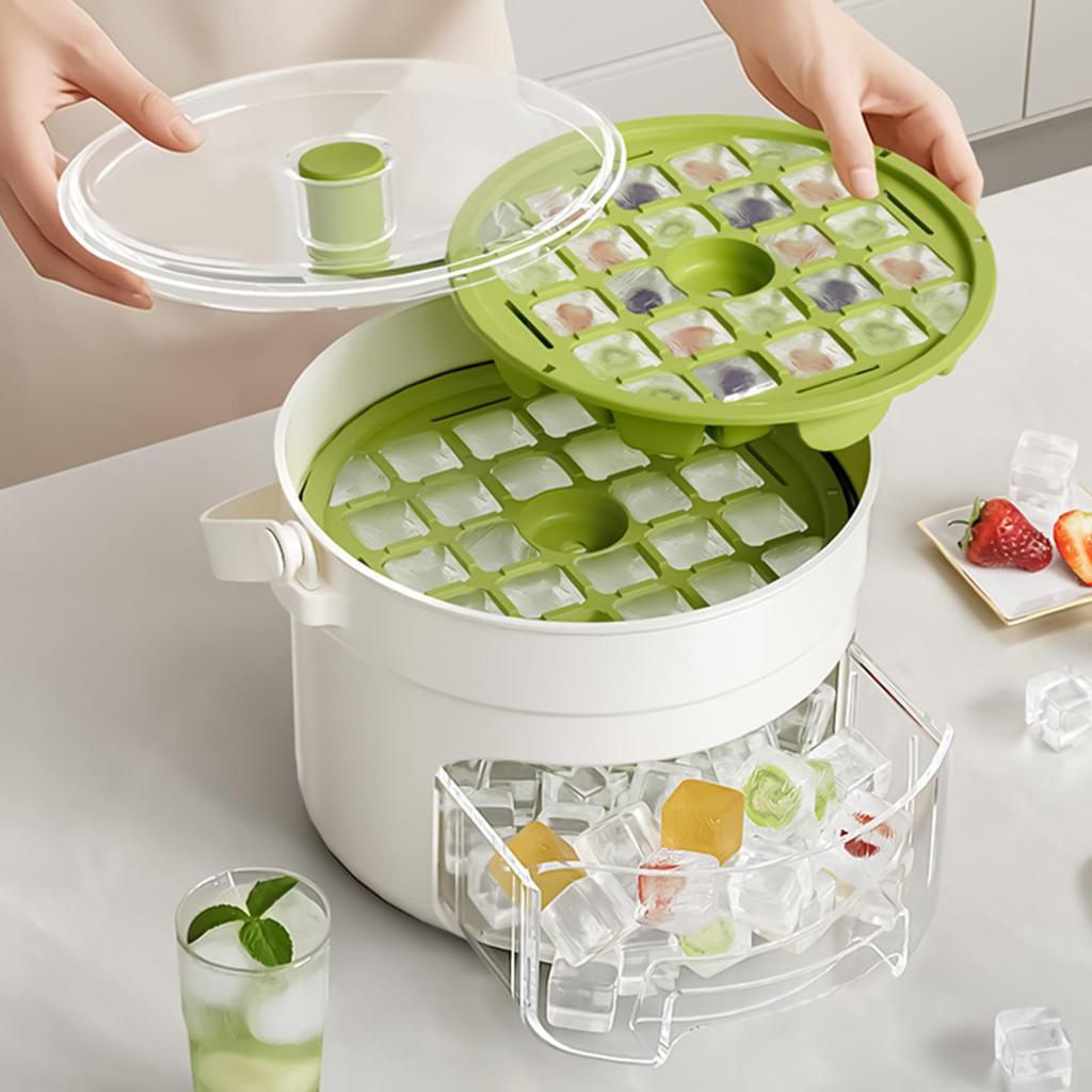 Ice Freezer Tray Double-Layer Chilling Cube Making Mold Press-Type Design Ice Making Tool For Kitchen Camping Picnic Gathering