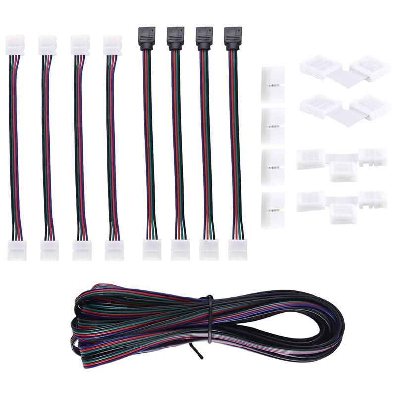 Feb.16.4FT(5M) 4-Pin RGB LED Strip Extension Cable,LED Strips Connectors Kits For 5050 Flexible RGB LED Strip Light