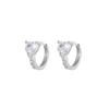 S925 Sterling Silver Love Heart Diamond Ear Cuffs - Minimalist Peach Heart Design Earrings