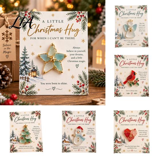 Pocket Hug Token for Christmas Card, Mini Festive Greeting Card Creative Scrapbook Accessories with Envelope, Holiday Gift Tag Friends Family Stocking