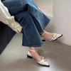 2025 spring and summer new bag head sandals women's new retro black pointed punk French low-heeled sandals