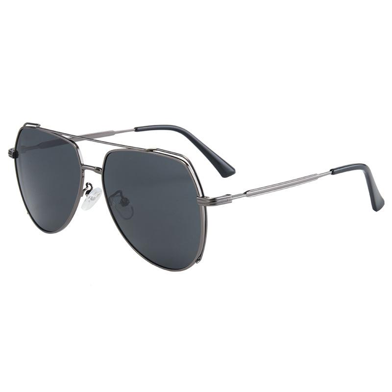 Retro sunglasses stainless steel new pilot men's driving double beam sunscreen UV protection sunshade polarized sunglasses