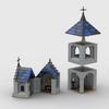DIY custom MOC building block toys, medieval church cabin model decoration, creative assembly toy collection, festival gifts