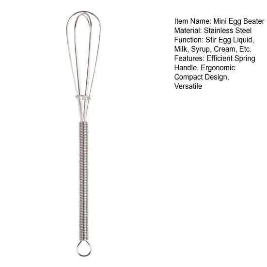 Mini teluri Batător de ouă Otel din sârmă din oțel inoxidabil pentru amestecare Batere Mâner cu arc Otel mic