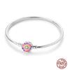 17-20CM Star Moon Bracelet 925 copper Pink Heart Clover Charms Snake Chain Luminous Bracelet For Women DIY Birthday Zircon Gift