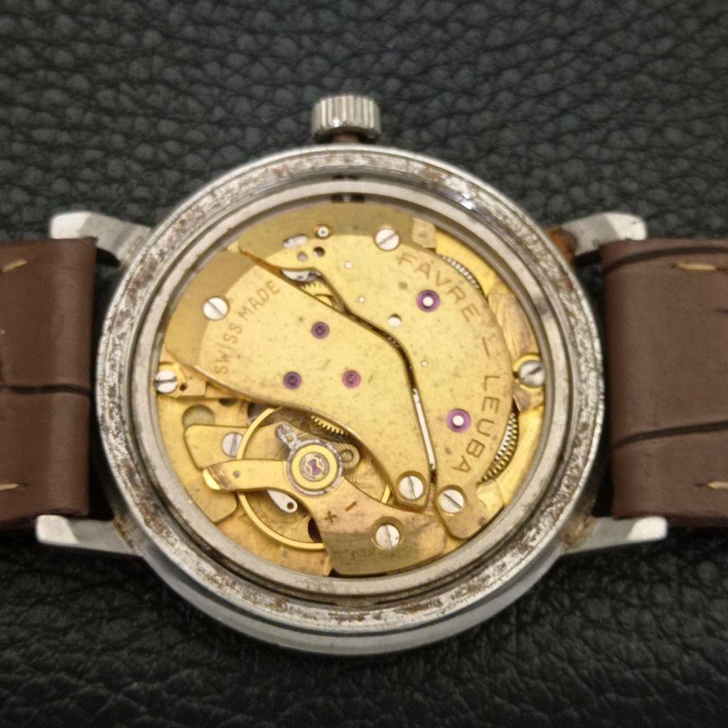 FAVRE LEUBA TWIN POWER 253 VINTAGE HANDAUFZUG SCHWEIZER HERREN BEIGE UHR a703020-1