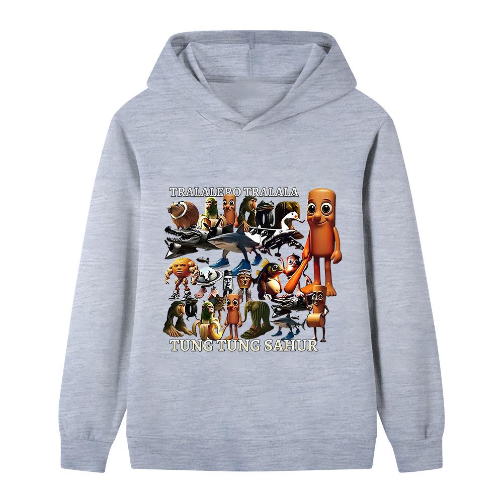 

Kids Italian Brainrot Animals Fun Printed Pullover Hoodie Fall and Winter Outdoor Fashion Warm Boys Girls Hooded Sweatshirt 100