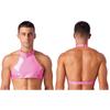 Men Patent Leather Halter Bikini Tank Crop Top Vest Bra Underwear