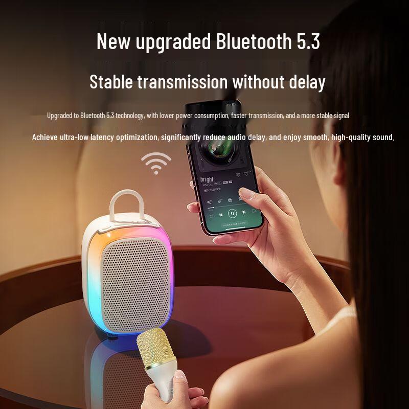 Soaiy SK68 Portable Wireless KTV Speaker & Dual Microphones with AI Voice Assistant CN Plug (adapter Included)