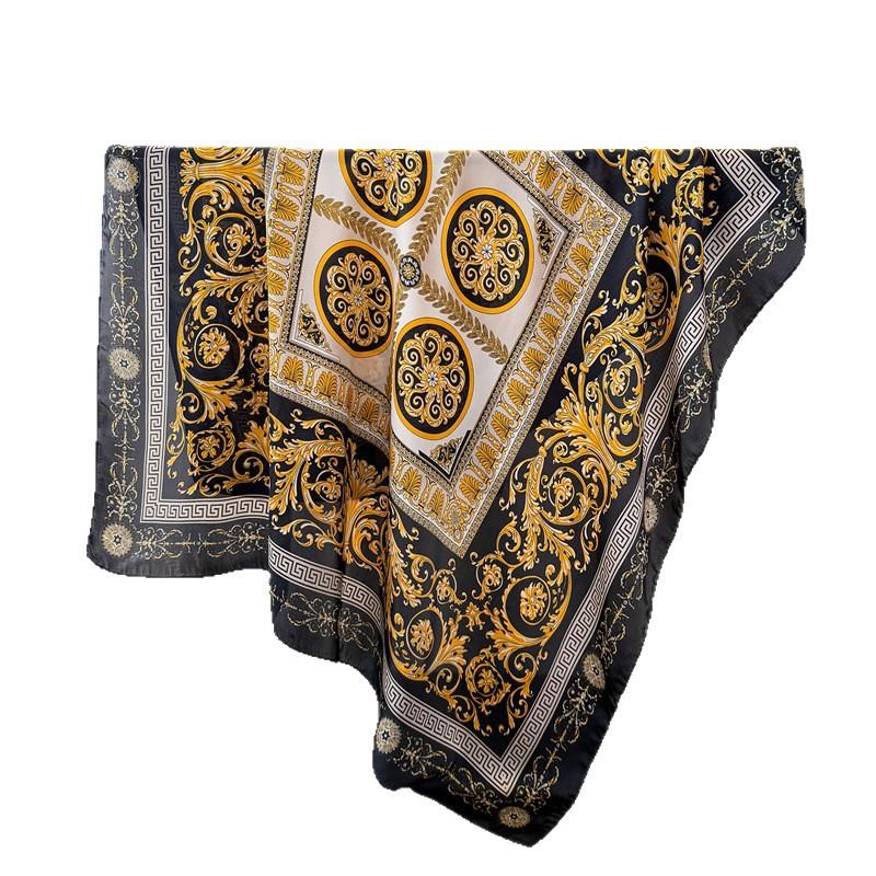 Light Luxury Imitation Silk High-End Printing Large Square Scarf Silk Scarf Shawl Headscarf Neck Protection Scarf Decorative Women'S Scarf