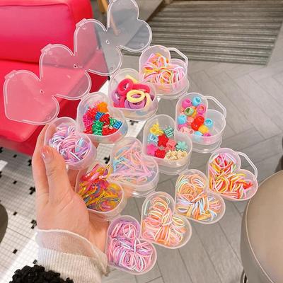 Colorful Children's Hair Accessories Set: Non-damaging Elastic Hair Bands and Cute Small Flower Clips for Girls.