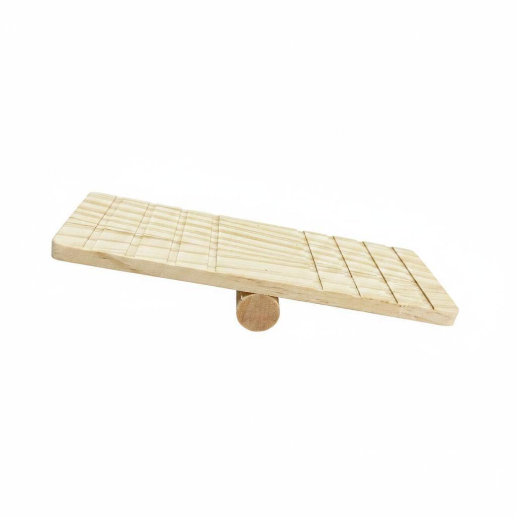 Hamster Balance Board Toy Climbing Ladder Made of Wood with Sturdy Center Bar for Gentle